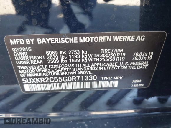 2016 BMW X5 sDrive35i with VIN 5UXKR2C55G0R71330, listed as a IAAI auction lot 41661140 with 128,457 mi miles. Bid and sale history available at carsss.com. Image 9.
