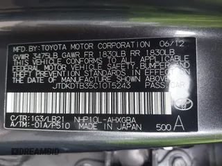 2012 Toyota Prius One z VIN JTDKDTB35C1015243, wystawiony jako IAAI lot #41692077 z przebiegiem 304 394 mil mil oraz . Historia ofert i sprzedaży dostępna na DreamBid. Obrazek 9.