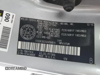 2016 Toyota Sienna L with VIN 5TDZK3DC5GS694814, listed as a Copart auction lot 44316025 with 149,886 mi miles and Salvage title. Bid and sale history available at DreamBid. Image 14.
