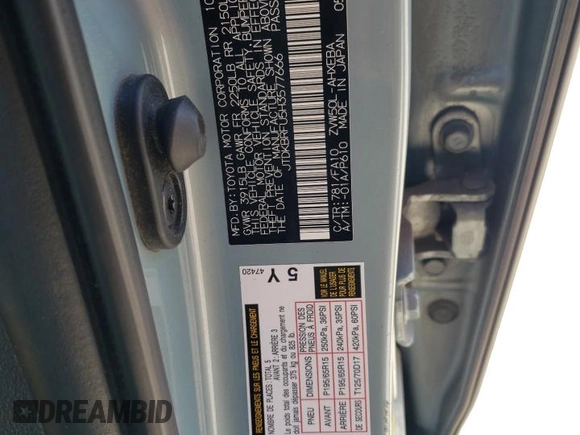 2017 Toyota Prius Two with VIN JTDKBRFU5H3577666, listed as a Copart auction lot 53668975 with 60,752 mi miles and Salvage Title. Bid and sale history available at DreamBid. Image 12.