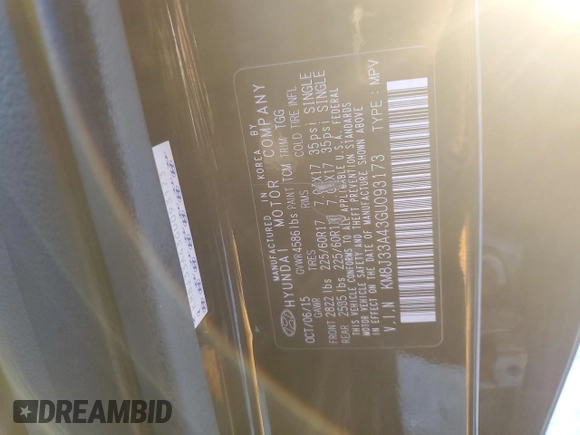 2016 Hyundai Tucson SE z VIN KM8J33A43GU093173, wystawiony jako Copart lot #41459245 z przebiegiem 120 991 mil mil oraz Szkoda całkowita • Salvage title. Historia ofert i sprzedaży dostępna na DreamBid. Obrazek 13.
