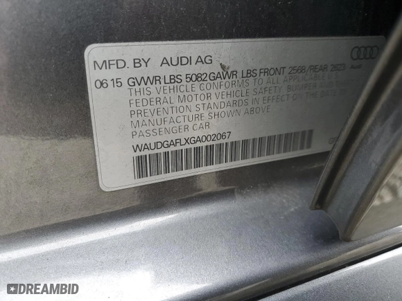 2016 Audi S4 Premium Plus with VIN WAUDGAFLXGA002067, listed as a Copart auction lot 44027515 with 63,951 mi miles and Salvage Title. Bid and sale history available at carsss.com. Image 14.