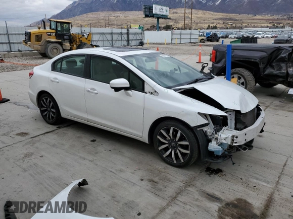 2015 Honda Civic Sedan EX-L with VIN 19XFB2F97FE262622, listed as a Copart auction lot 43584155 with 76,961 mi miles and Salvage Title. Bid and sale history available at carsss.com. Image 4.