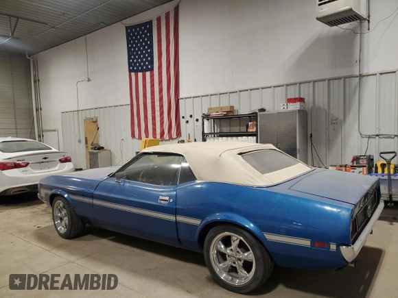 1971 Ford Mustang с VIN 1F03F205438, выставлен на аукционе Copart как лот 88159885 с пробегом 8 322 миль миль и Списание • Salvage title. История ставок и продаж доступна на DreamBid. Изображение 2.
