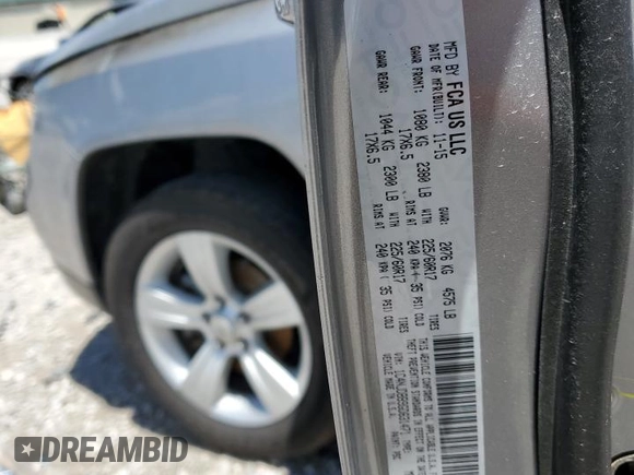2016 Jeep Compass Sport with VIN 1C4NJDBB9GD631471, listed as a Copart auction lot 57851835 with 78,620 mi miles and Salvage title. Bid and sale history available at DreamBid. Image 13.