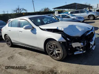2024 BMW 5 Series 530i with VIN WBA43FJ07RCP91470, listed as a Copart auction lot 46079525 with 0 mi miles and Salvage Title. Bid and sale history available at carsss.com. Image 4.