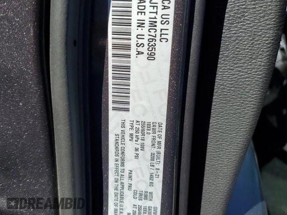 2021 Dodge Durango Pursuit with VIN 1C4SDJFT1MC763590, listed as a Copart auction lot 61224935 with 45,817 mi miles and Salvage title. Bid and sale history available at DreamBid. Image 13.