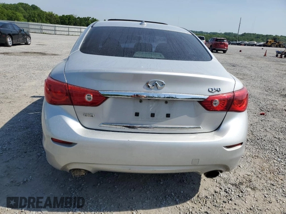 2015 Infiniti Q50 with VIN JN1BV7AR1FM391129, listed as a Copart auction lot 55142665 with 200,444 mi miles and Salvage title. Bid and sale history available at DreamBid. Image 6.
