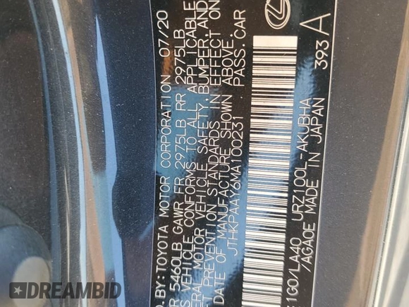 2021 Lexus LC 500h с VIN JTHKPAAY6MA100231, выставлен на аукционе Copart как лот 74352884 с пробегом 8 539 миль миль и Списание • Salvage title. История ставок и продаж доступна на DreamBid. Изображение 12.