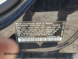 2018 Volkswagen Passat SE z VIN 1VWBA7A33JC032736, wystawiony jako Copart lot #48793675 z przebiegiem 171 726 mil mil oraz Szkoda całkowita • Salvage title. Historia ofert i sprzedaży dostępna na DreamBid. Obrazek 12.