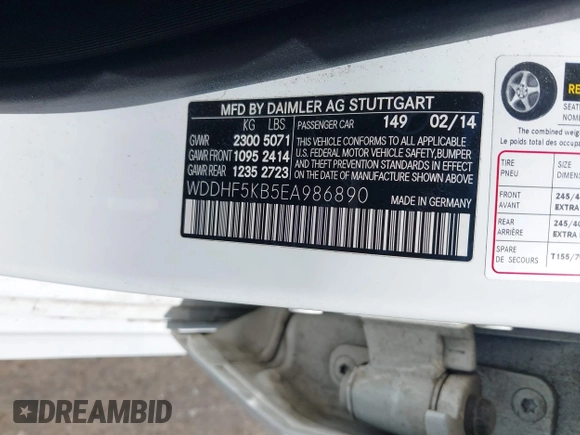 2014 Mercedes-Benz E 350 Sport with VIN WDDHF5KB5EA986890, listed as a IAAI auction lot 42169451 with 108,782 mi miles and . Bid and sale history available at DreamBid. Image 9.