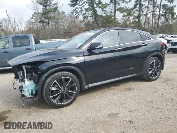2023 Infiniti QX55 Luxe z VIN 3PCAJ5JR2PF114248, wystawiony jako Copart lot #44572305 z przebiegiem 18 599 mil mil oraz Szkoda całkowita • Salvage title. Historia ofert i sprzedaży dostępna na DreamBid. Obrazek 1.