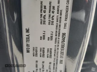2020 Tesla Model 3 Standard Range Plus z VIN 5YJ3E1EA5LF644296, wystawiony jako Copart lot #56953645 z przebiegiem 89 356 mil mil oraz Szkoda całkowita • Salvage title. Historia ofert i sprzedaży dostępna na DreamBid. Obrazek 12.