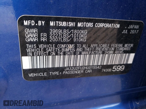 2017 Mitsubishi Lancer ES with VIN JA32U2FU2HU015542, listed as a Copart auction lot 62588643 with 80,321 mi miles. Bid and sale history available at carsss.com. Image 14.