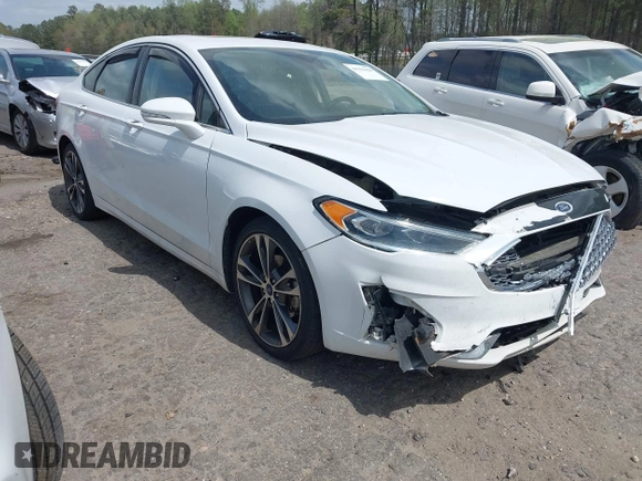 2019 Ford Fusion Titanium with VIN 3FA6P0D91KR140260, listed as a IAAI auction lot 41931629 with 95,207 mi miles. Bid and sale history available at carsss.com. Image 1.