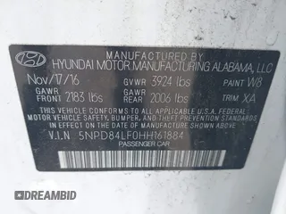 2017 Hyundai Elantra SE with VIN 5NPD84LF0HH161884, listed as a IAAI auction lot 42570104 with 105,766 mi miles and . Bid and sale history available at DreamBid. Image 9.