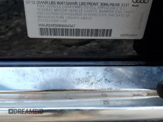 2014 Audi A8 4.0T with VIN WAUR2AFD0EN004347, listed as a Copart auction lot 56222025 with 108,517 mi miles and Salvage title. Bid and sale history available at DreamBid. Image 12.
