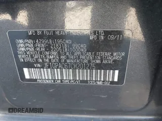 2012 Subaru Impreza Premium z VIN JF1GPAC67CH201275, wystawiony jako IAAI lot #41230471 z przebiegiem 208 018 mil mil oraz . Historia ofert i sprzedaży dostępna na DreamBid. Obrazek 9.