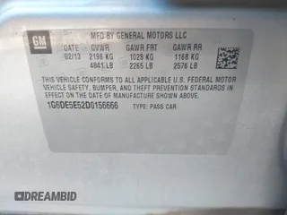 2013 Cadillac CTS Luxury with VIN 1G6DE5E52D0156666, listed as a IAAI auction lot 42058687 with 120,659 mi miles and . Bid and sale history available at DreamBid. Image 9.