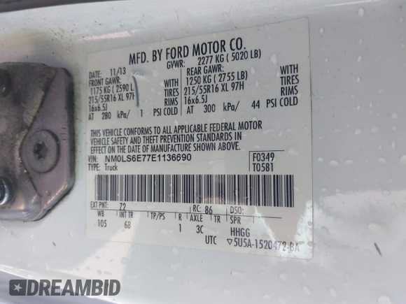2014 Ford Transit Connect XL с VIN NM0LS6E77E1136690, выставлен на аукционе IAAI как лот 41532666 с пробегом 216 423 миль миль и . История ставок и продаж доступна на DreamBid. Изображение 9.
