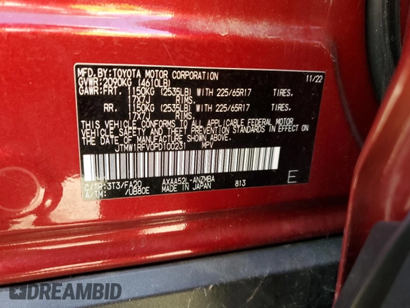 2023 Toyota RAV4 XLE z VIN JTMW1RFV0PD100231, wystawiony jako Copart lot #64131415 z przebiegiem 8 452 mil mil oraz Szkoda całkowita • Salvage title. Historia ofert i sprzedaży dostępna na DreamBid. Obrazek 13.