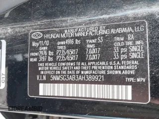 2010 Hyundai Santa Fe GLS z VIN 5NMSG3AB3AH389921, wystawiony jako IAAI lot #42390391 z przebiegiem 203 861 mil mil oraz . Historia ofert i sprzedaży dostępna na DreamBid. Obrazek 9.