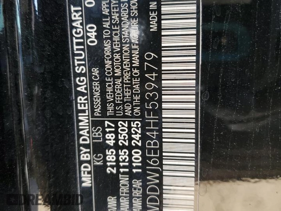 2017 Mercedes-Benz C 43 AMG with VIN WDDWJ6EB4HF539479, listed as a Copart auction lot 52862275 with 80,406 mi miles and Clean Title. Bid and sale history available at carsss.com. Image 12.