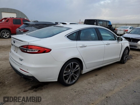 2019 Ford Fusion Titanium with VIN 3FA6P0D91KR263556, listed as a Copart auction lot 85587244 with 73,758 mi miles and Salvage Title. Bid and sale history available at carsss.com. Image 3.