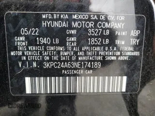 2022 Hyundai Accent SE with VIN 3KPC24A63NE174189, listed as a Copart auction lot 53301405 with 78,844 mi miles and Clean Title. Bid and sale history available at carsss.com. Image 12.