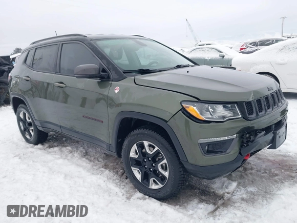2018 Jeep Compass Trailhawk with VIN 3C4NJDDB5JT190890, listed as a IAAI auction lot 41251405 with 35,320 mi miles and . Bid and sale history available at carsss.com. Image 1.