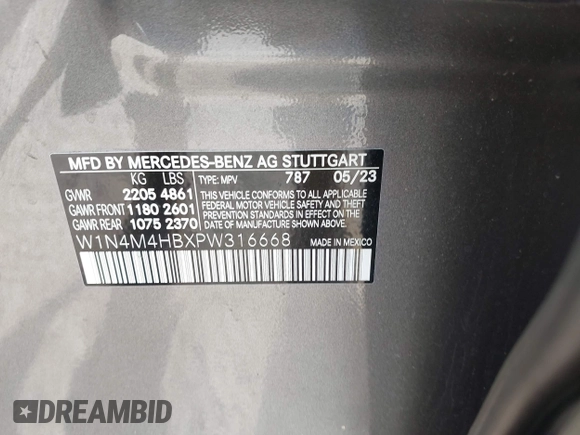 2023 Mercedes-Benz GLB 250 с VIN W1N4M4HBXPW316668, выставлен на аукционе IAAI как лот 42015948 с пробегом 16 893 миль миль и . История ставок и продаж доступна на DreamBid. Изображение 8.