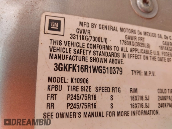 1998 GMC Suburban z VIN 3GKFK16R1WG510379, wystawiony jako IAAI lot #41859604 z przebiegiem 300 493 mil mil oraz . Historia ofert i sprzedaży dostępna na DreamBid. Obrazek 9.