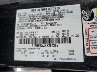 2012 Ford Fusion SEL with VIN 3FAHP0JA0CR267316, listed as a Copart auction lot 50724505 with 177,117 mi miles and Salvage Title. Bid and sale history available at DreamBid. Image 12.