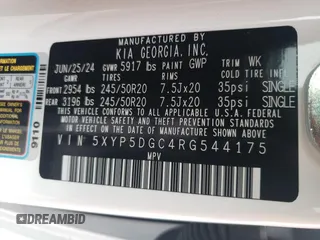 2024 Kia Telluride SX X-Pro with VIN 5XYP5DGC4RG544175, listed as a Copart auction lot 48980245 with 14,624 mi miles and Salvage title. Bid and sale history available at DreamBid. Image 13.