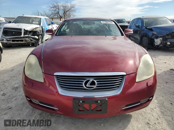 2008 Lexus SC 430 with VIN JTHFN45Y689017747, listed as a Copart auction lot 41584735 with 155,922 mi miles and Salvage title. Bid and sale history available at DreamBid. Image 5.