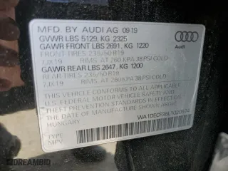2020 Audi Q3 S line Premium with VIN WA1DECF36L1020574, listed as a Copart auction lot 52804445 with 37,040 mi miles and Salvage Title. Bid and sale history available at carsss.com. Image 14.