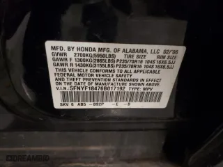 2006 Honda Pilot EX with VIN 5FNYF18476B017192, listed as a Copart auction lot 76064484 with 0 mi miles and Non Repairable. Bid and sale history available at carsss.com. Image 13.