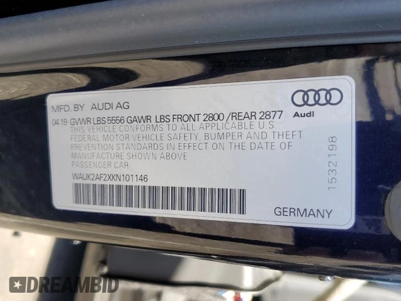 2019 Audi A6 Premium with VIN WAUK2AF2XKN101146, listed as a Copart auction lot 69984824 with 146,697 mi miles and Salvage Title. Bid and sale history available at carsss.com. Image 13.
