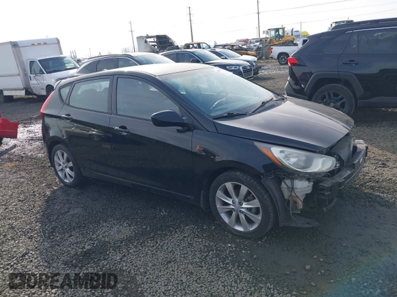 2012 Hyundai Accent SE with VIN KMHCU5AEXCU053645, listed as a IAAI auction lot 41407582 with 118,290 mi miles. Bid and sale history available at carsss.com. Image 1.