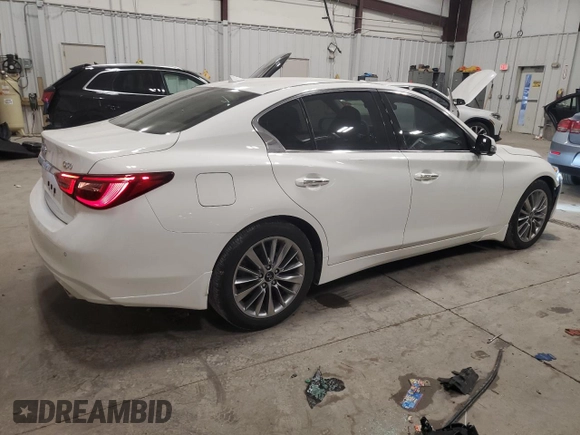 2022 Infiniti Q50 Luxe z VIN JN1EV7BR7NM340311, wystawiony jako Copart lot #53694445 z przebiegiem 12 308 mil mil oraz Szkoda całkowita • Salvage title. Historia ofert i sprzedaży dostępna na DreamBid. Obrazek 3.
