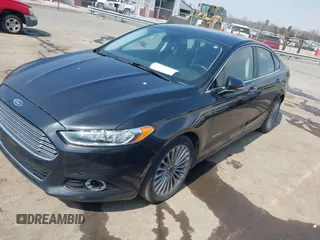 2013 Ford Fusion Titanium Hybrid with VIN 3FA6P0RU7DR355481, listed as a IAAI auction lot 41814003 with 177,789 mi miles. Bid and sale history available at carsss.com. Image 2.
