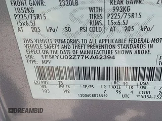 2007 Ford Escape XLS с VIN 1FMYU02Z77KA62394, выставлен на аукционе IAAI как лот 41858635 с пробегом 165 948 миль миль и . История ставок и продаж доступна на DreamBid. Изображение 9.