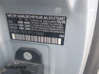 2003 Mercedes-Benz SL 500 z VIN WDBSK75F23F015432, wystawiony jako IAAI lot #42406628 z przebiegiem 97 140 mil mil oraz . Historia ofert i sprzedaży dostępna na DreamBid. Obrazek 9.