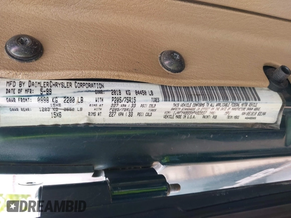 1999 Jeep Wrangler Sahara with VIN 1J4FY49S5XP482037, listed as a IAAI auction lot 42341723 with 161,081 mi miles and . Bid and sale history available at DreamBid. Image 9.