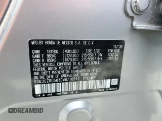 2021 Honda HR-V LX with VIN 3CZRU5H30MM710942, listed as a Copart auction lot 65116795 with 42,058 mi miles and Salvage title. Bid and sale history available at DreamBid. Image 14.