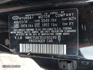 2014 Hyundai Accent GS with VIN KMHCT5AE3EU193249, listed as a IAAI auction lot 41973614 with 136,655 mi miles. Bid and sale history available at carsss.com. Image 9.