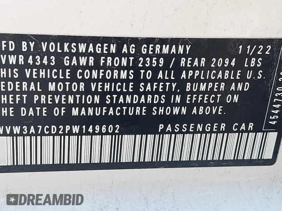 2023 Volkswagen GTI SE с VIN WVW3A7CD2PW149602, выставлен на аукционе IAAI как лот 41153478 с пробегом 14 950 миль миль и . История ставок и продаж доступна на DreamBid. Изображение 9.