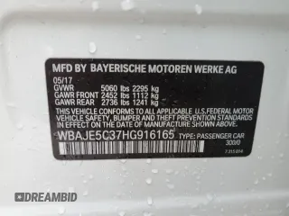 2017 BMW 5 Series 540i with VIN WBAJE5C37HG916165, listed as a Copart auction lot 45088915 with 100,563 mi miles and Salvage Title. Bid and sale history available at carsss.com. Image 12.