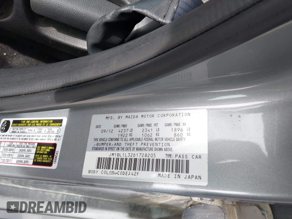 2013 Mazda 3 Mazdaspeed3 Touring z VIN JM1BL1L32D1728205, wystawiony jako IAAI lot #42069808 z przebiegiem Nie podano mil oraz . Historia ofert i sprzedaży dostępna na DreamBid. Obrazek 9.