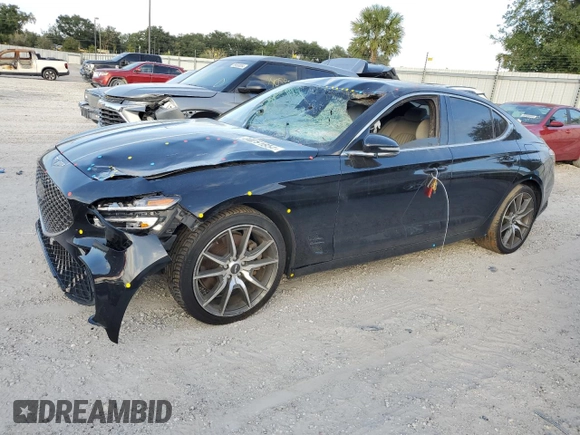 2022 Genesis G70 3.3T z VIN KMTG54TE6NU094854, wystawiony jako Copart lot #80251854 z przebiegiem Nie podano mil oraz Szkoda całkowita • Salvage title. Historia ofert i sprzedaży dostępna na DreamBid. Obrazek 1.